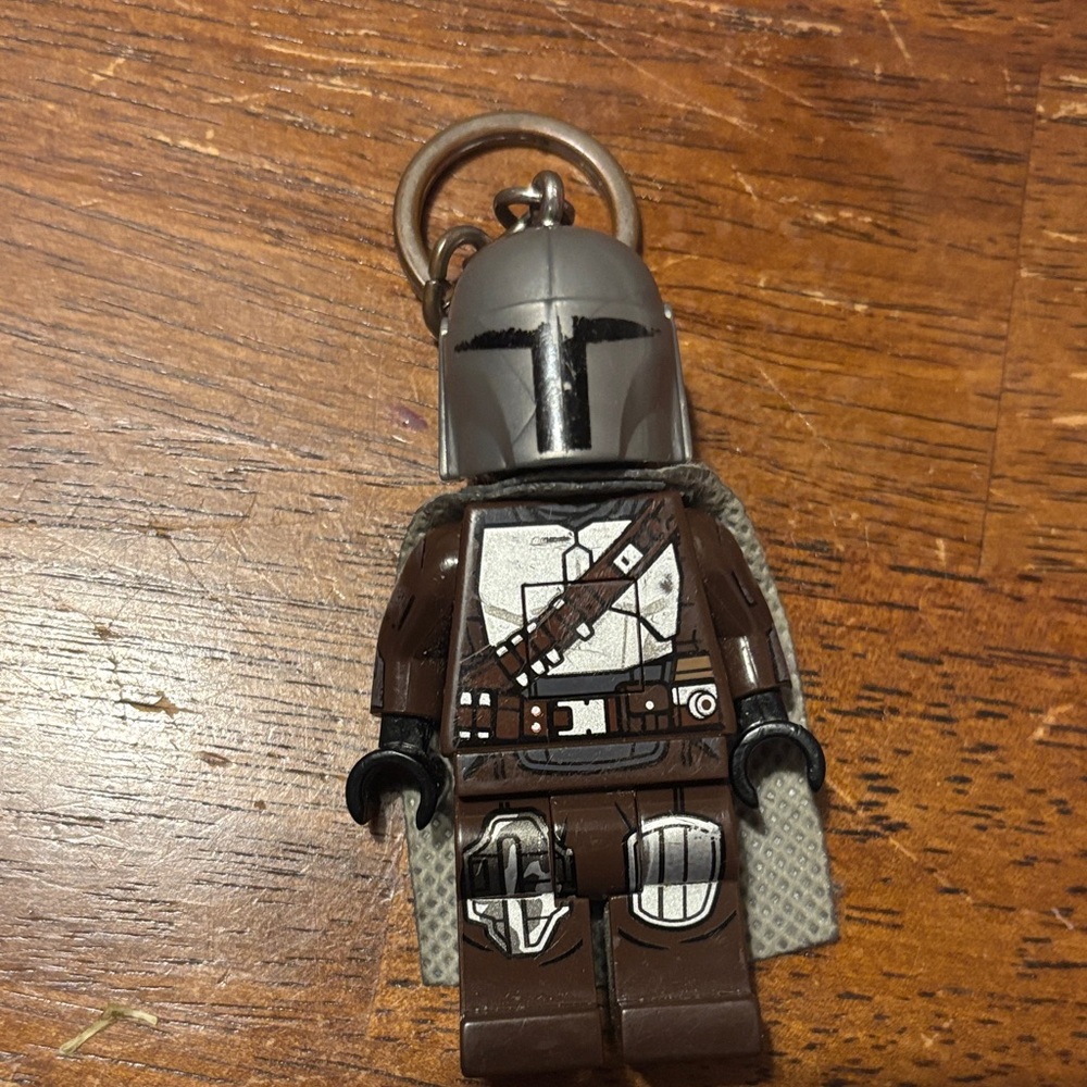 LEGO Mandalorian Keychain with Brown and Gray with light bottom